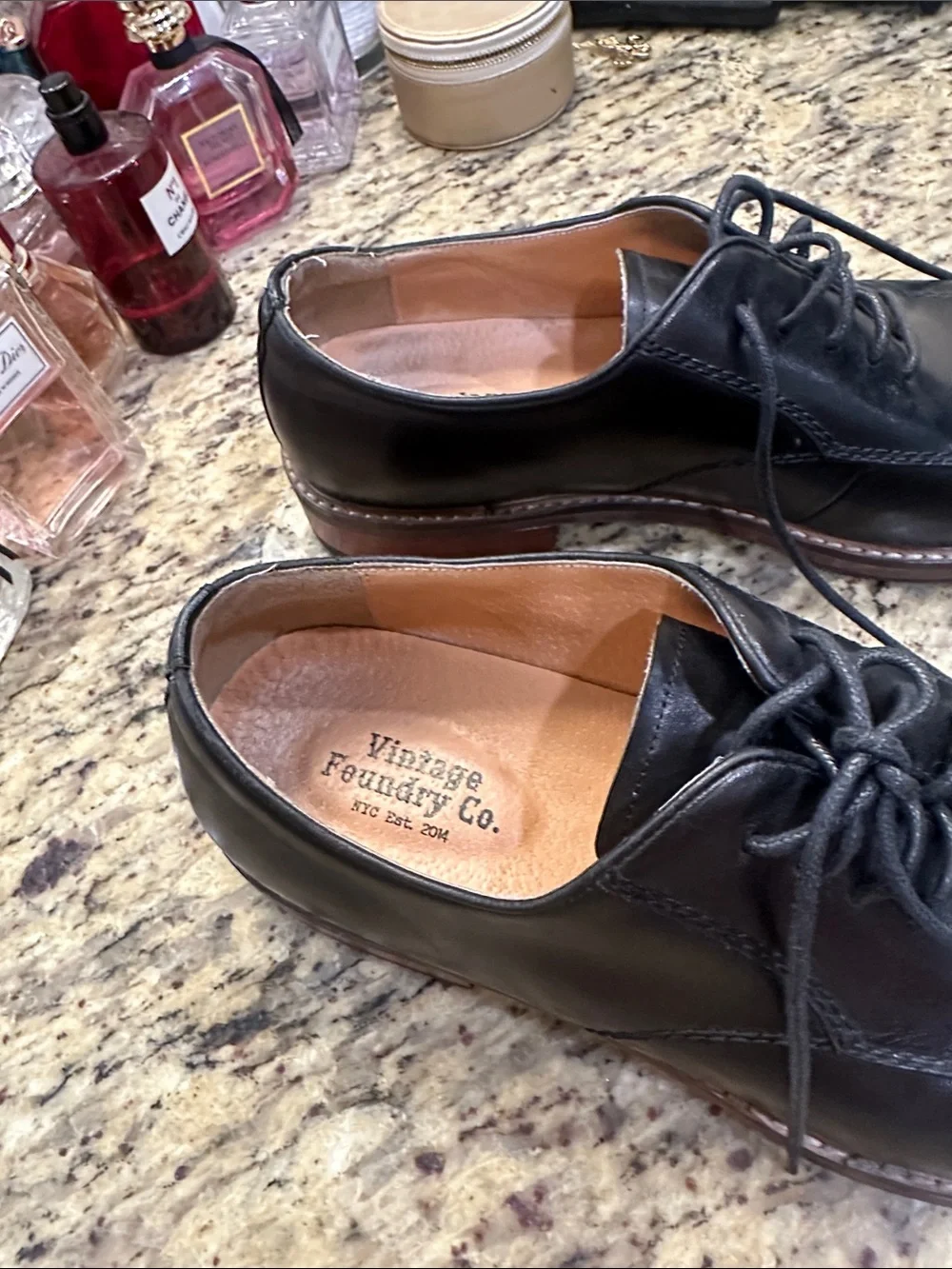 Classic Black Leather Derby Oxfords with Contrast Welt